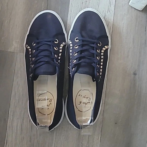 Jack Rogers Navy Blue Gold Embellishment Carter Canvas Sneakers Size 5.5 - Picture 6 of 7
